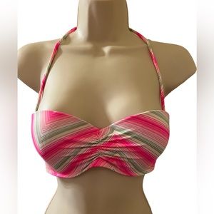 Victoria's Secret Pink/Blue/Green Strapless Halter Bandeau Bikini Top- SZ 34D